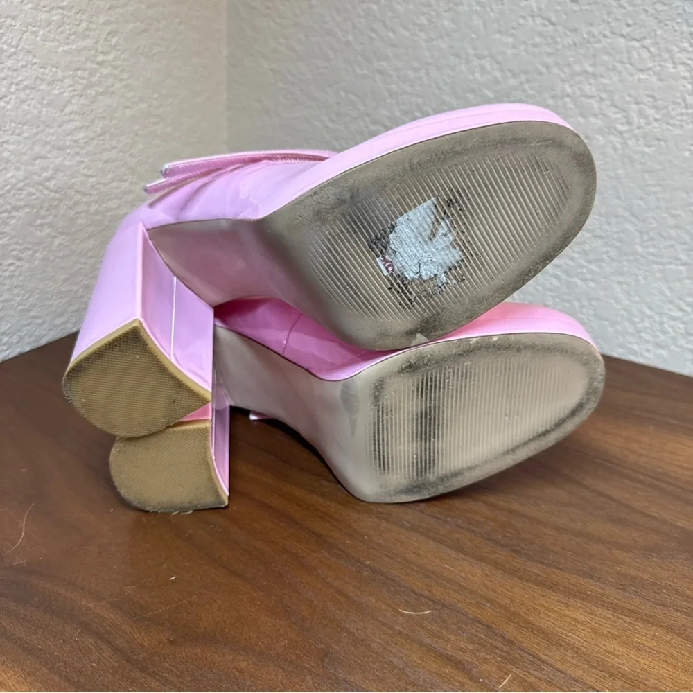 STEVE MADDEN Custom Twice Patent Pink Chunky Heel Platform Mary Jane Pumps 9M